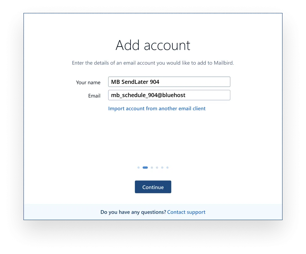 Add your Bluehost account
