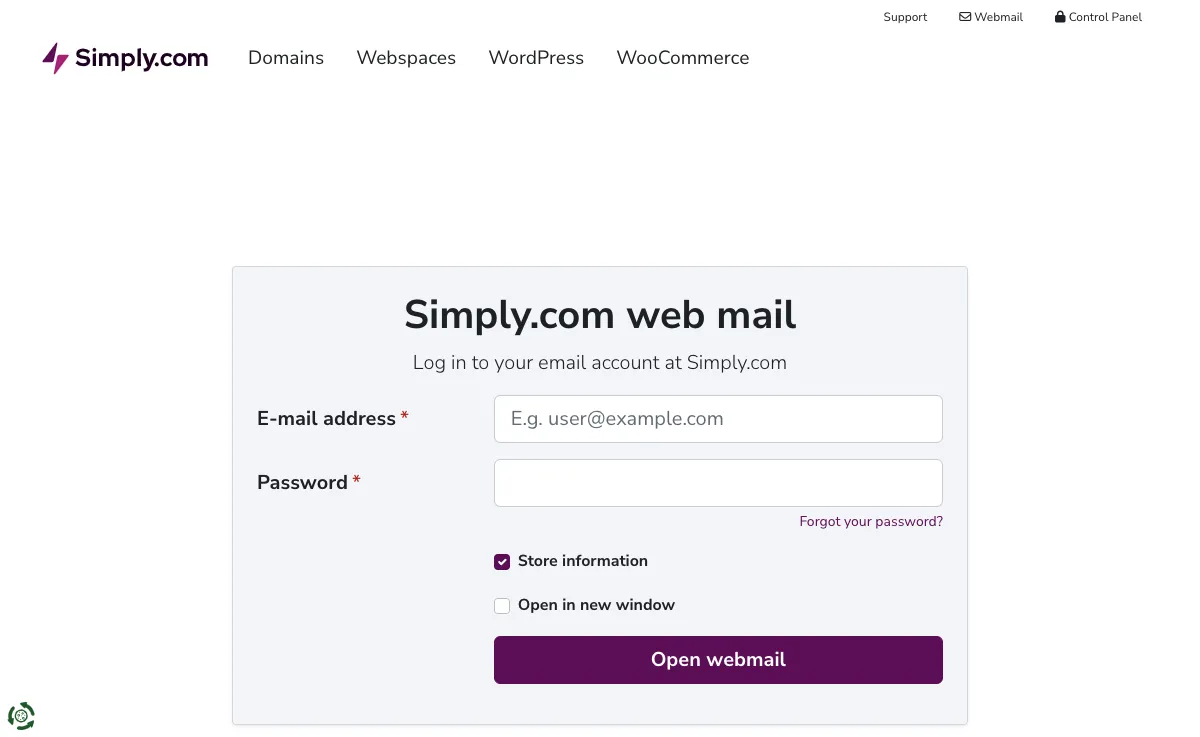 asimply.com Webmail Interface