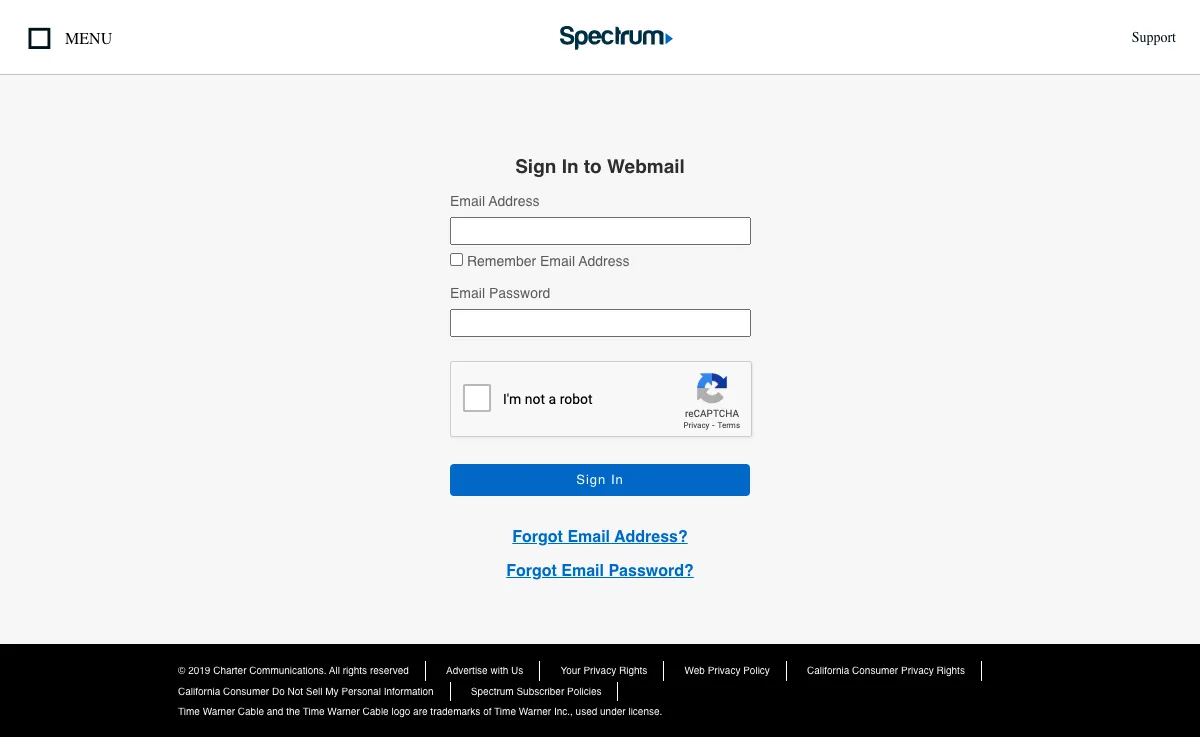 charter.com Webmail Interface