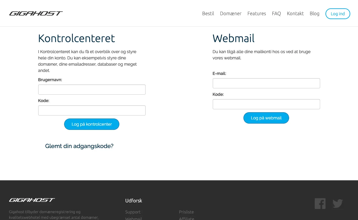gigahost.dk Webmail Interface