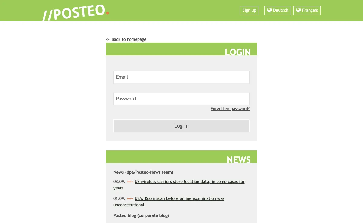 posteo.at Webmail Interface