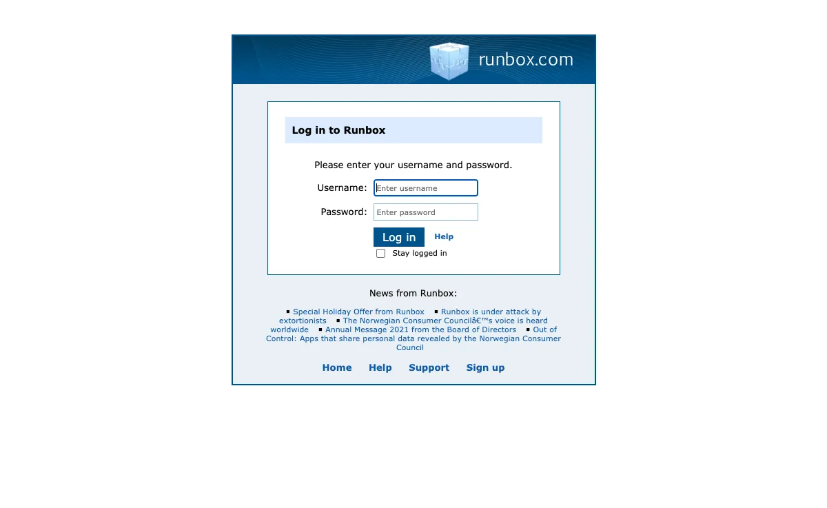 runbox.com Webmail Interface