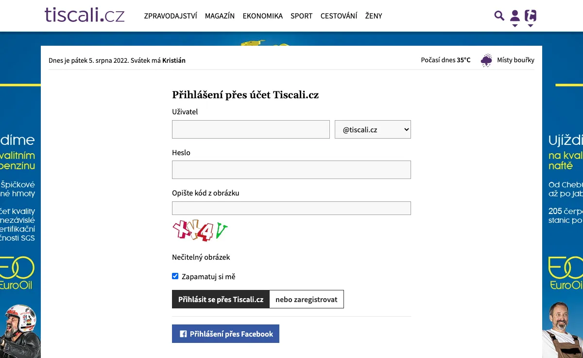 tiscali.cz Webmail Interface