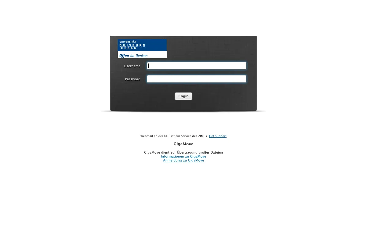 uni-duisburg-essen.de Webmail Interface