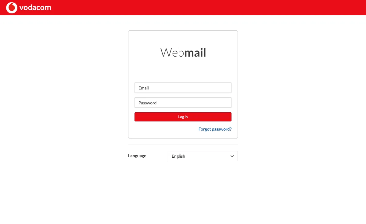 vodamail.co.za Webmail Interface