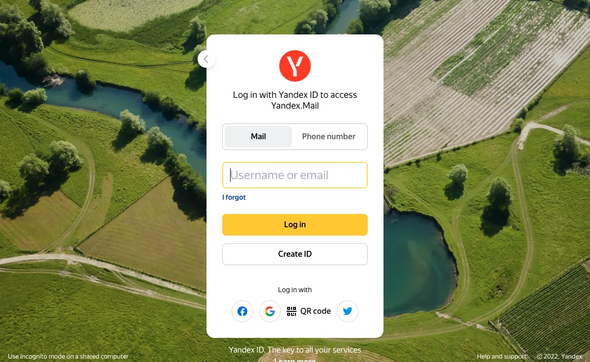 yandex.com Webmail Interface